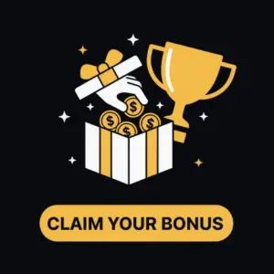 Menace Casino claim your bonus with a gift box and trophy.