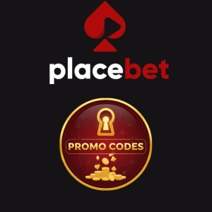 PlaceBet logo above a round badge with a keyhole and the text Promo Codes surrounded by gold coins.
