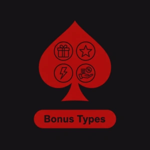 PlaceBet logo with icons representing gift, star, lightning, and prohibited actions, with the text "Bonus Types" beneath.